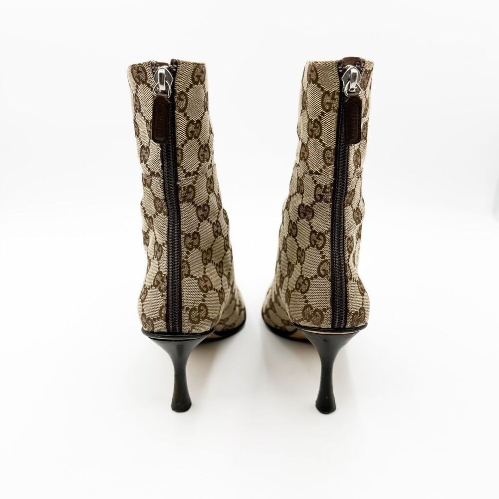 Gucci GG Canvas Ankle Boots Pointed Toe Heels Size 6.5 - Picture 5 of 12
